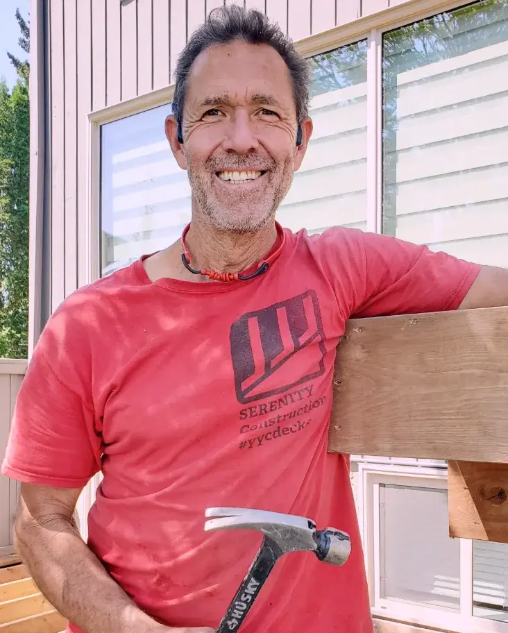 Wes, owner of Serenity Construction — 23 years building Calgary decks