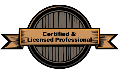 Certified and licensed professional badge for deck installation services by Serenity Construction Ltd.