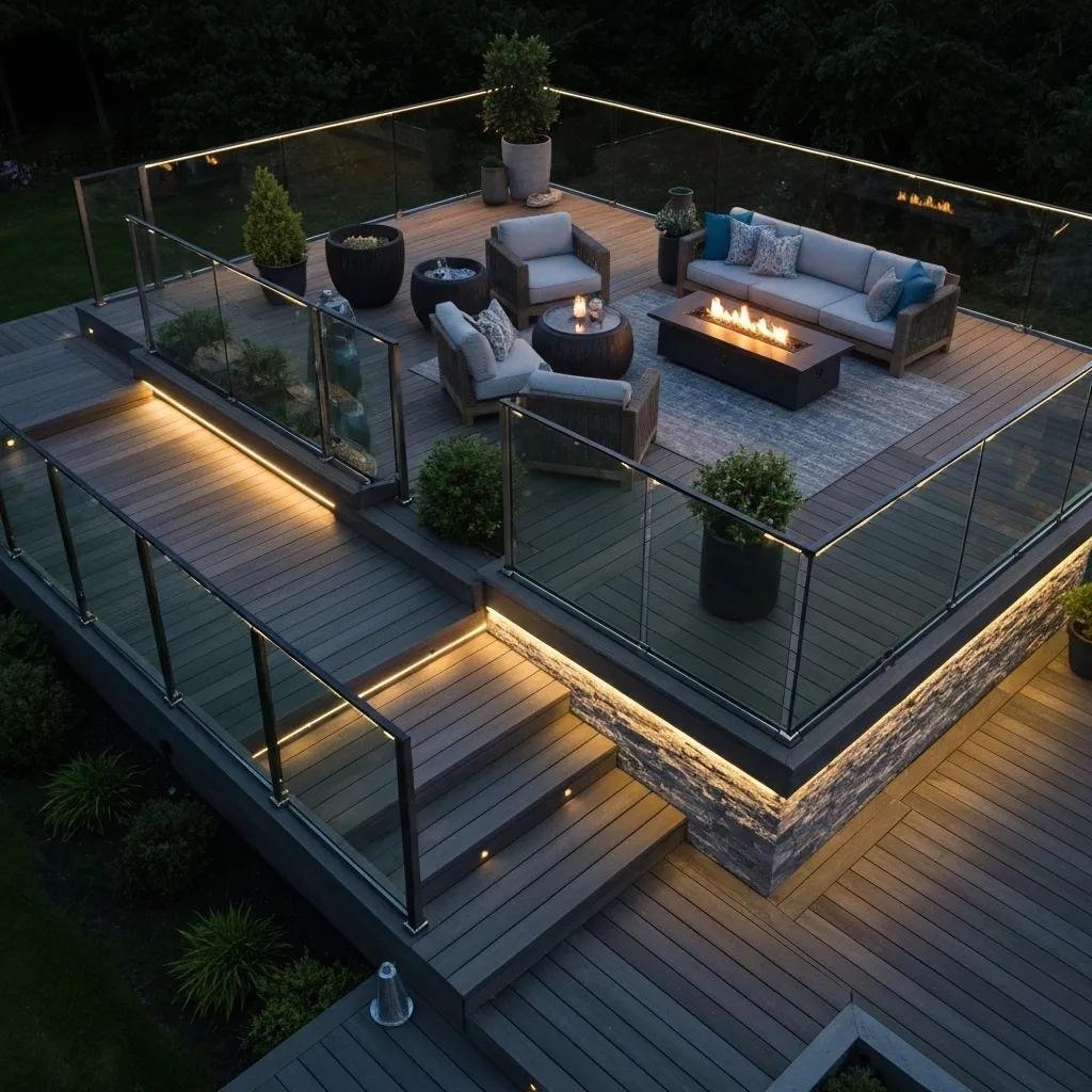 A curated selection of deck materials, including composite, cedar, and PVC samples, showcasing their suitability for Calgary's climate.