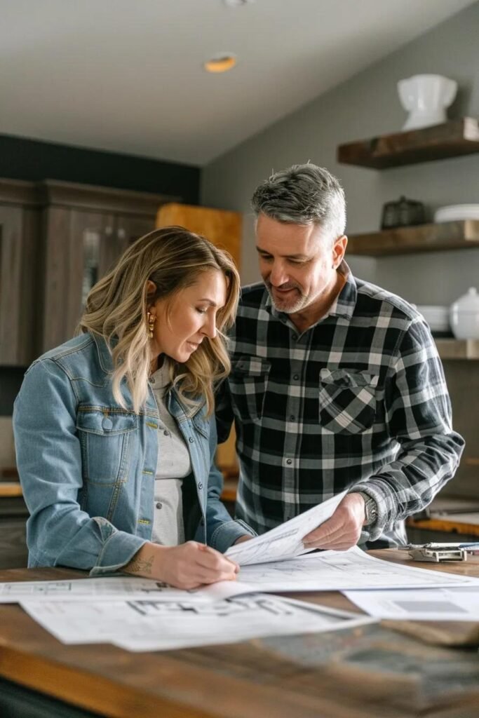 Renovation contractor reviewing home improvement plans with a Calgary homeowner