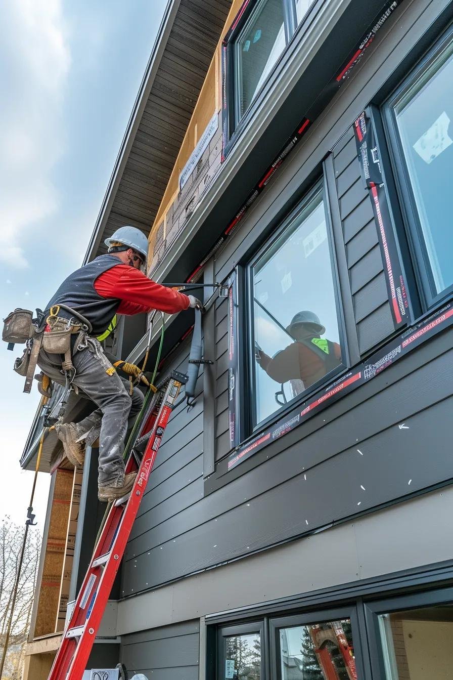 Serenity Construction crew installing fiber cement siding on a Calgary home, illustrating the installation steps