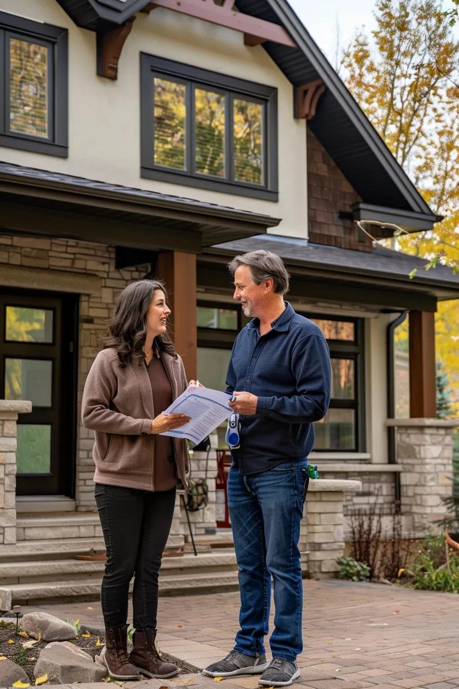 Calgary exterior renovation contractor consulting with homeowner