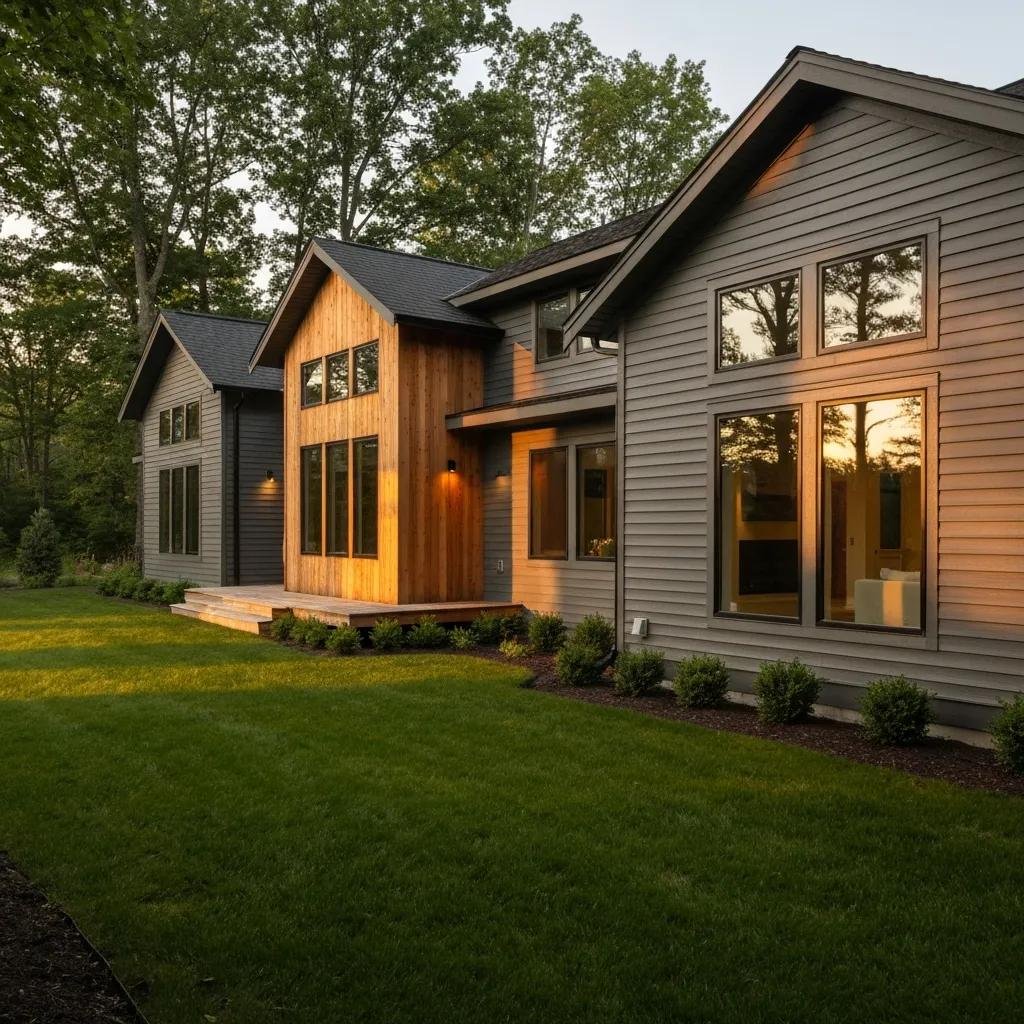 Calgary house showing a mix of vinyl and wood siding — a clear example of material choices and curb appeal