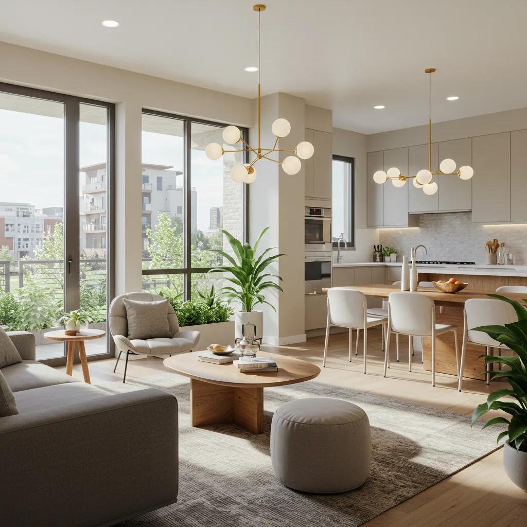 Modern Calgary home interior with biophilic design elements and open-concept layout