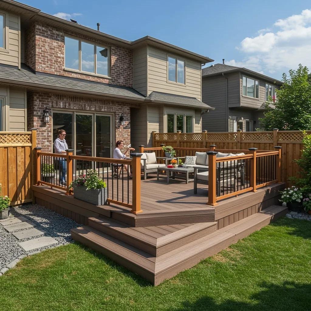 Popular exterior renovation projects in Calgary: a custom deck, a stylish fence, and attractive landscaping