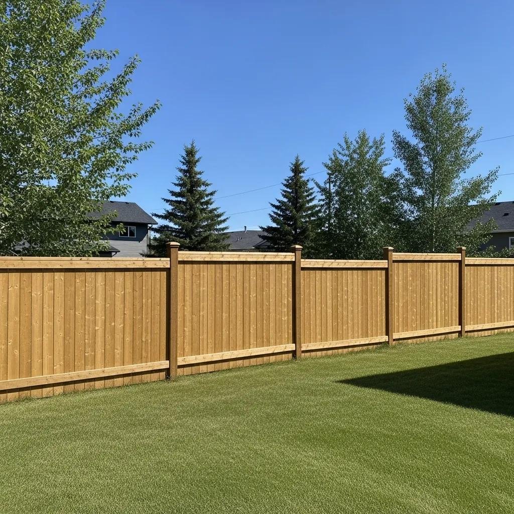Quality wooden fence in a residential backyard in Alberta, highlighting local fence building expertise