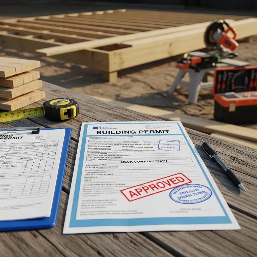 Permit paperwork and tools on a jobsite, highlighting the importance of proper permits