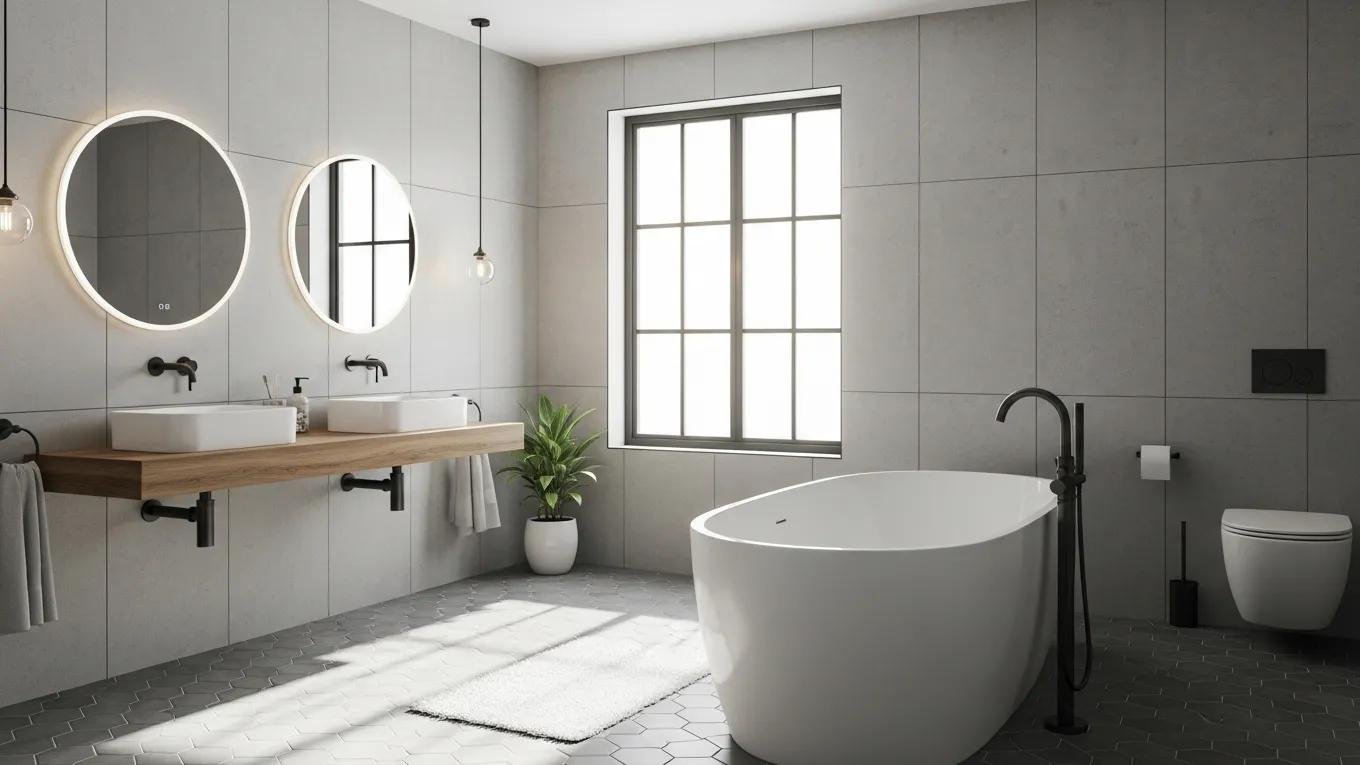 Modern bathroom renovation with elegant fixtures and natural light
