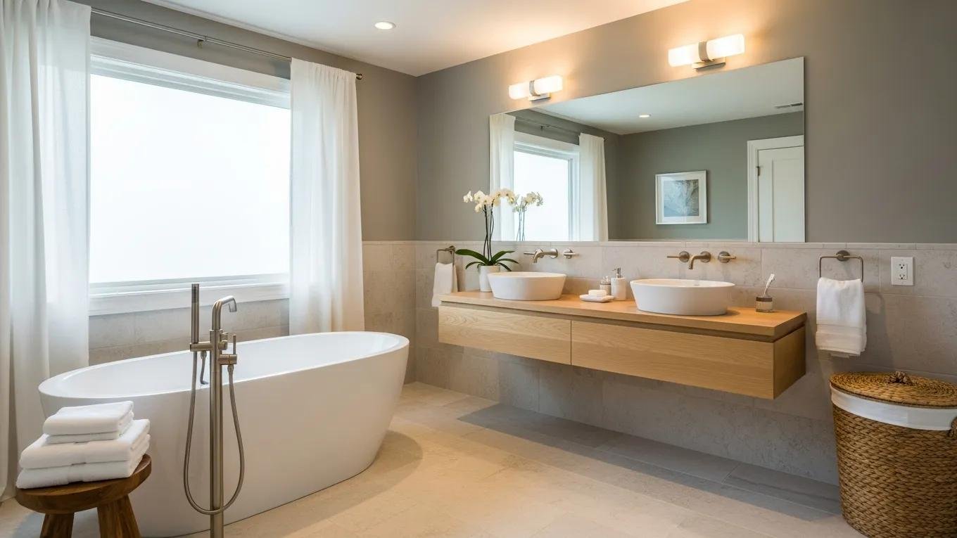Stylish remodeled bathroom with modern fixtures and spa-like atmosphere